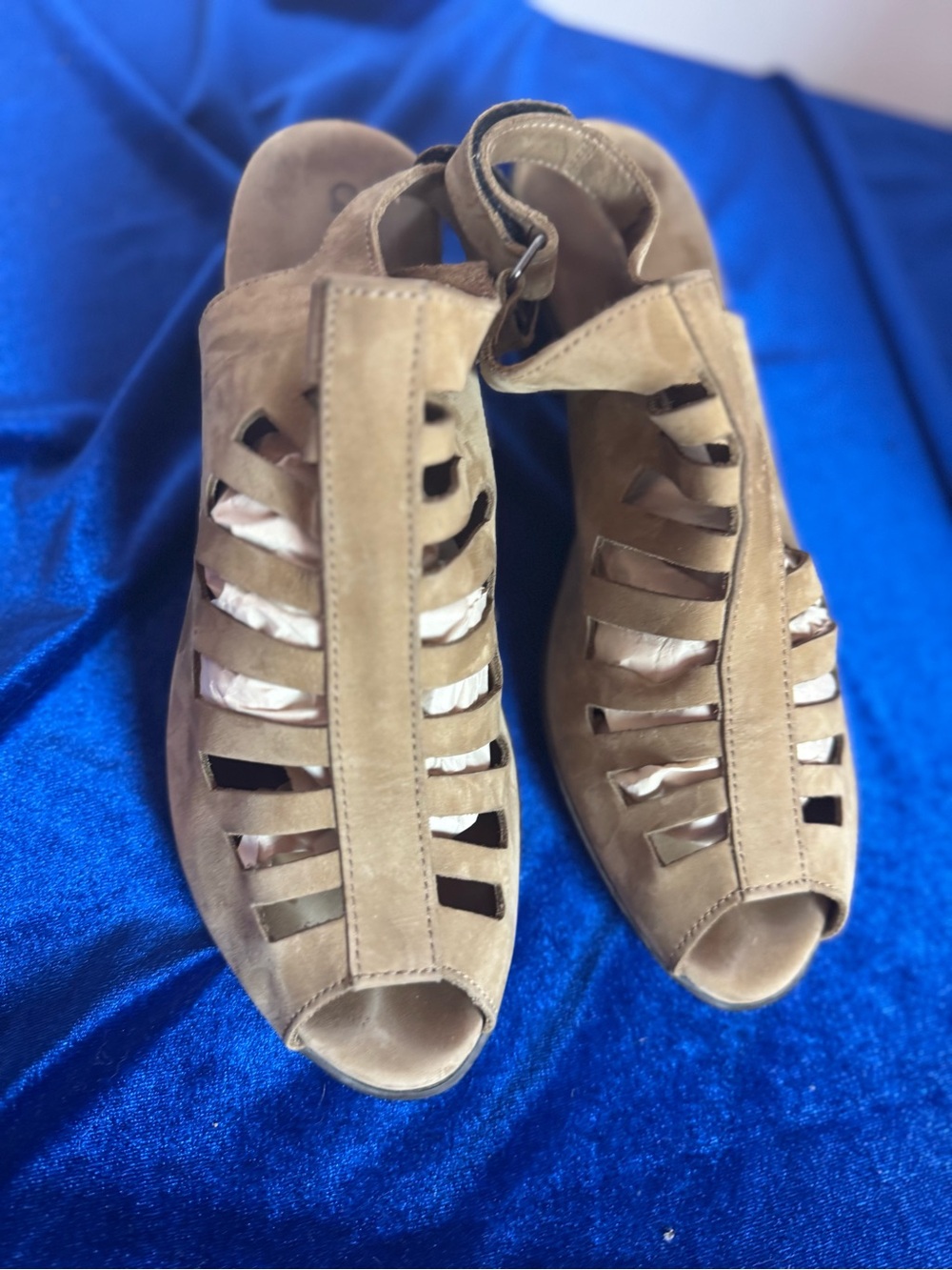 Arche Soexor Slingback Women's Tan Suede Cutout Peep-Toe Sandals